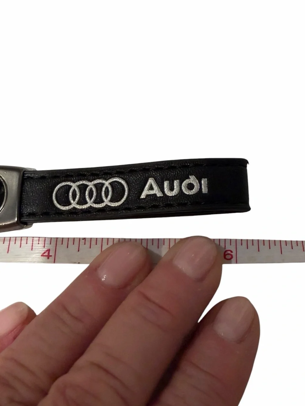 Black Leather Audi Key Ring. New